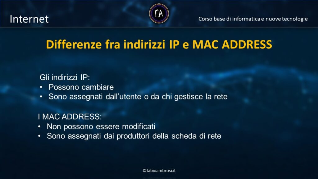 Differenze fra indirizzi IP e Mac Address