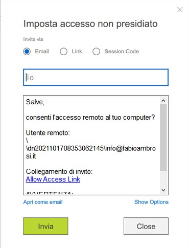 ISL Light: invio email di invito per impostare accesso non presidiato ISL Light: invio email di invito per impostare accesso non presidiato