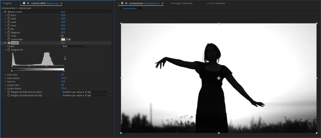 Mascherino luminanza in After Effects per generare trasparenza