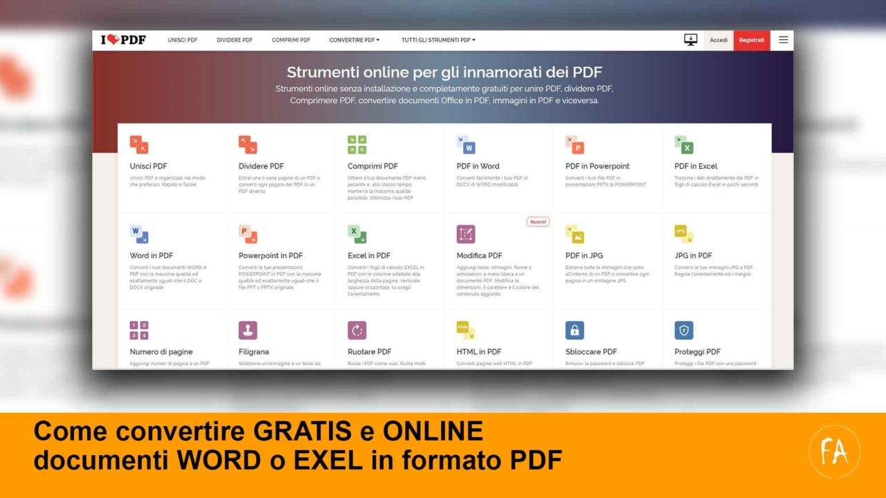 Come convertire online un documento Word o Exel in formato PDF e viceversa gratuitamente
