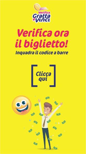 App verifica gratta e vinci: bottone "clicca qui"