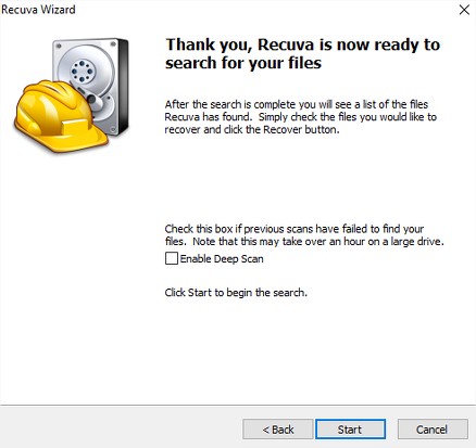 Recurva: avviare procedura di recupero file