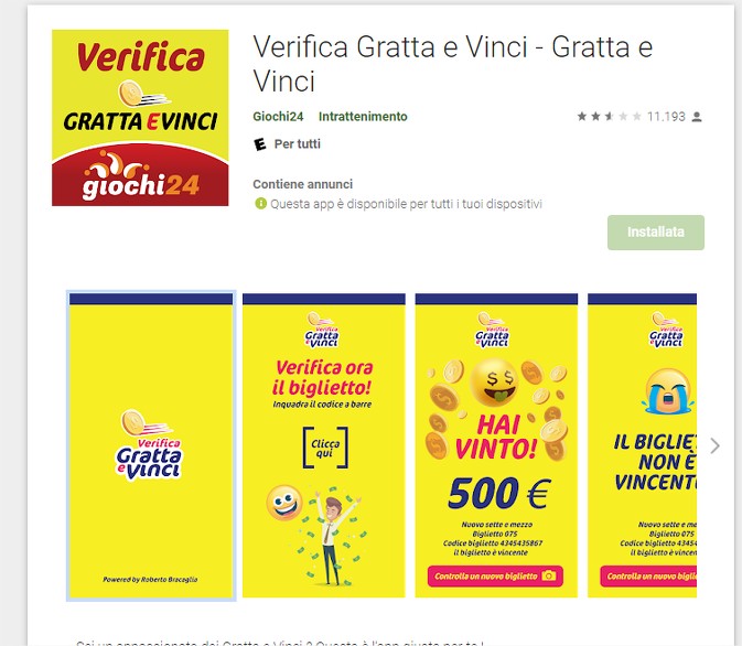 Scaricare app ufficiale per verificare gratta e vinci