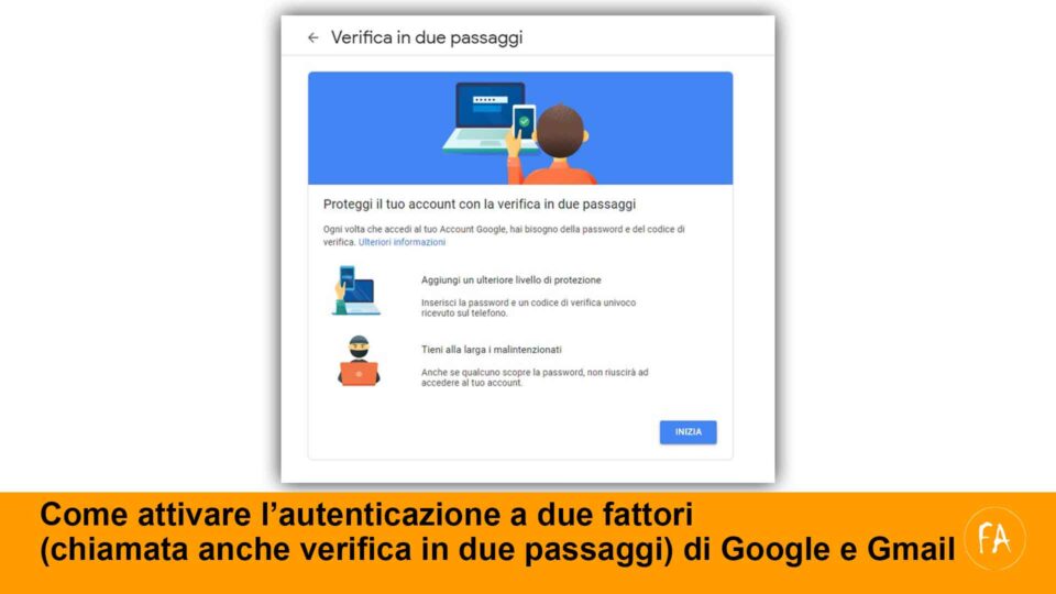 Come attivare verifica due passaggi / Autenticazione a due fattori di Google - Gmail