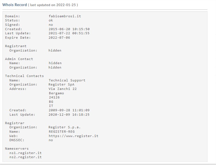 Come scoprire il nome del proprietario di un sito internet con whois lookup