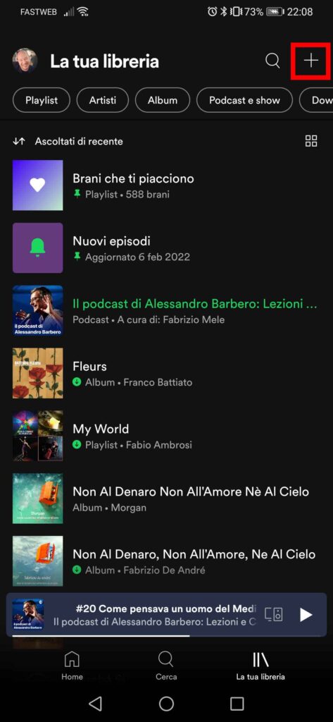 Come creare una playlist su Spotify - STEP 2 - Aggiungi Playlist
