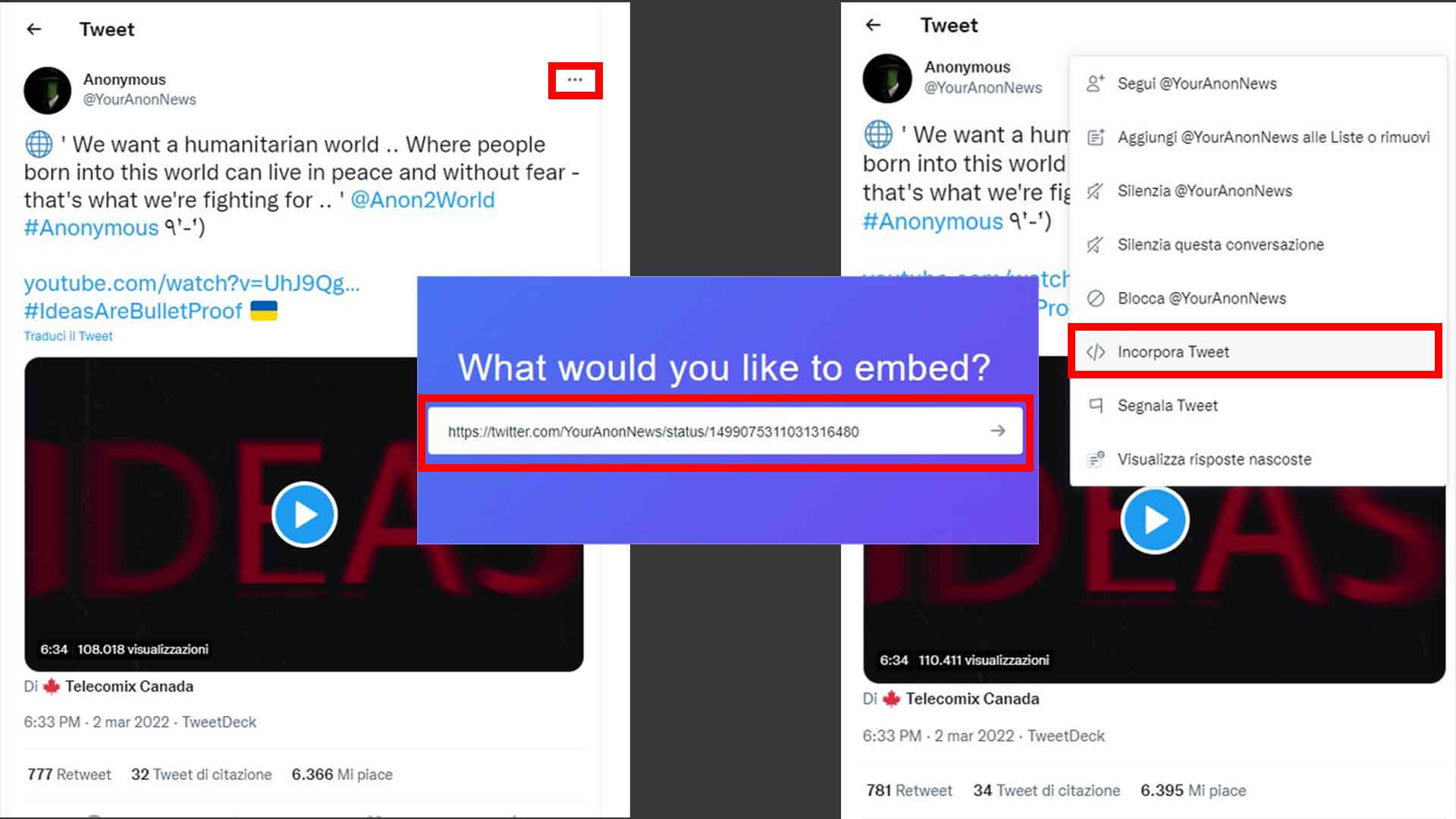 Individua l'indirizzo (la url) del twit da cui vuoi scaricare il video