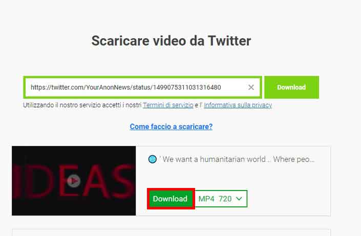 Come scaricare gratuitamente video da twitter- STEP 4 - Clicca su Download accanto al video Come scaricare gratuitamente video da twitter- STEP 4 - Clicca su Download accanto al video