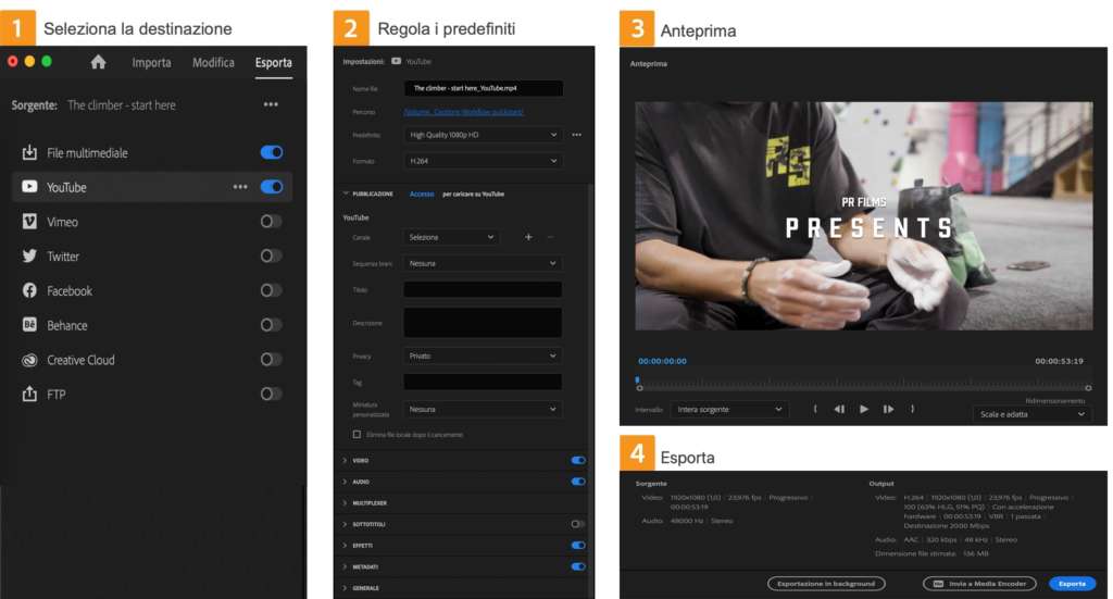 Nuovo modulo di export in Adobe Premiere Pro 22.3