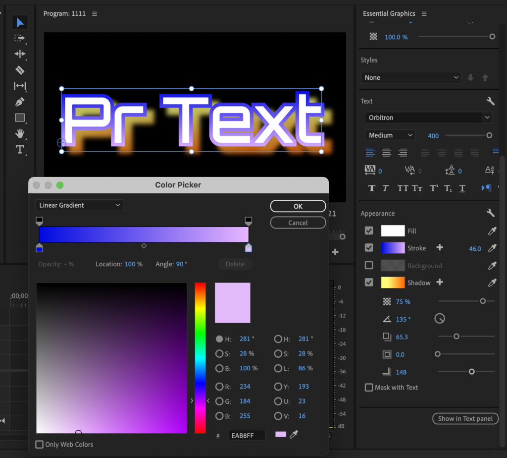 Adobe Premiere Pro 22.5: miglioramenti alla grafica essenziale permettendo di usare sfumature per tratti e ombre