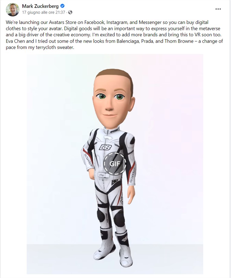 Mark Zuckerber annuncia su Facebook l'apertura del "Avatar Fashion Store"