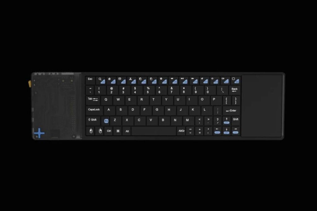 Una tastiera multimediale biodegradabile con all'interno un intero pc