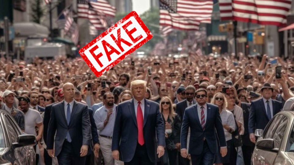 Foto falsa di Trump che passeggia per New York condivisa dal figlio Eric Trump