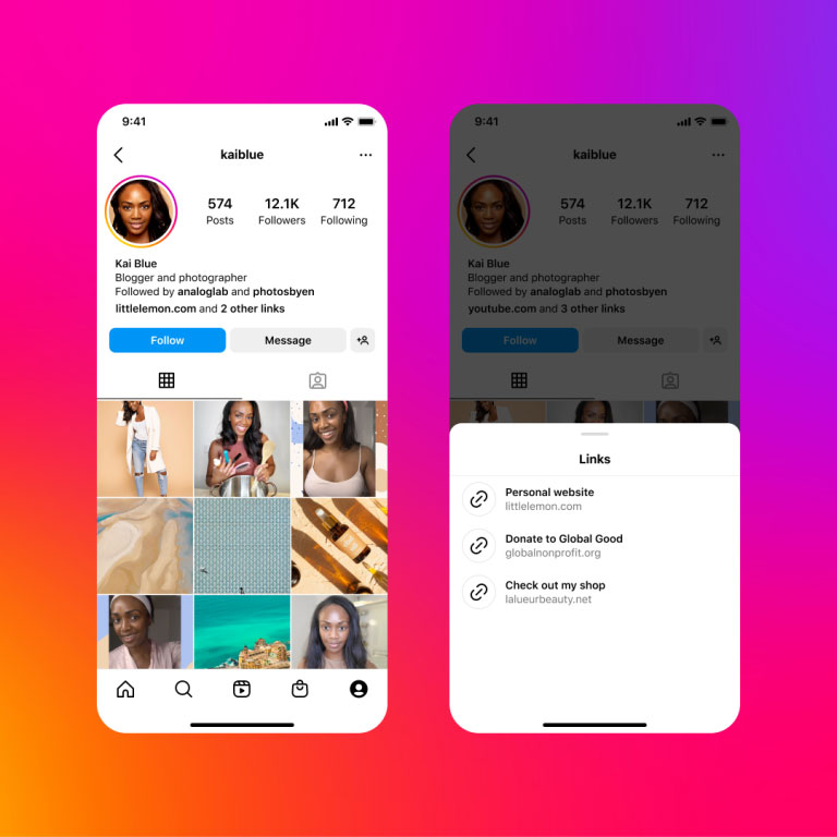 Meta: instagram permetterà di inserire fino a 5 link in bio