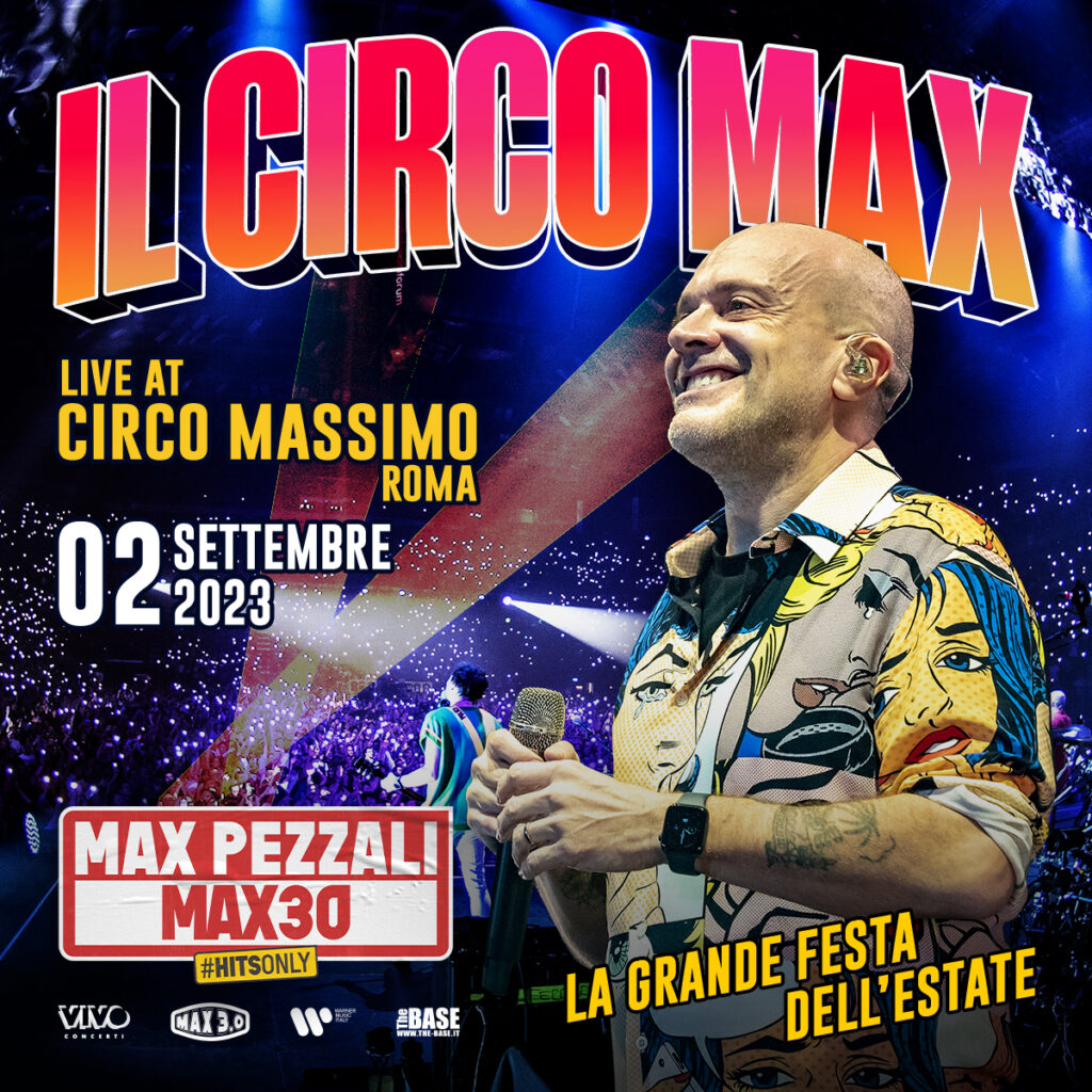 Locandina del concerto di Max Pezzali al circo Massimo di Roma