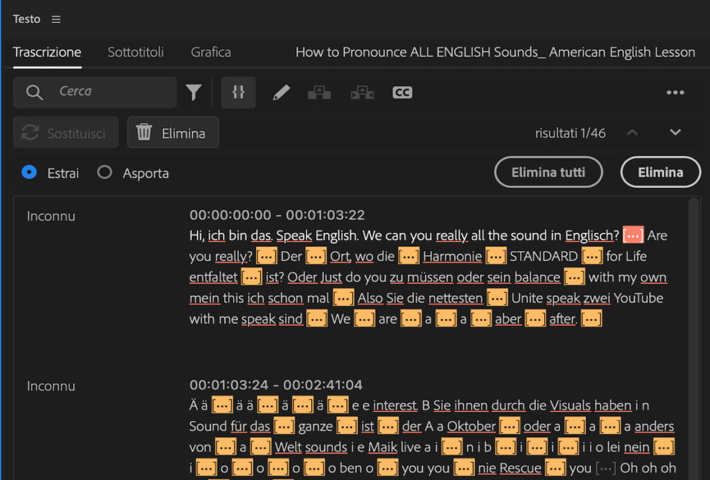 Novità Adobe Premiere Pro, versione 24, ottobre 2023: modifica basata sul testo