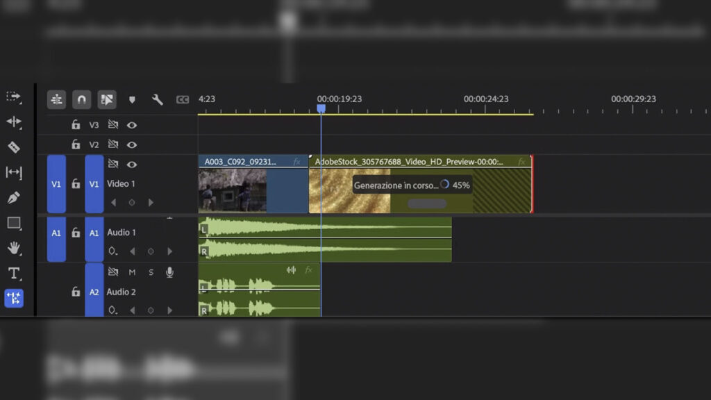 L’Estensione generativa creerà fotogrammi aggiuntivi e li inserirà nella sequenza.